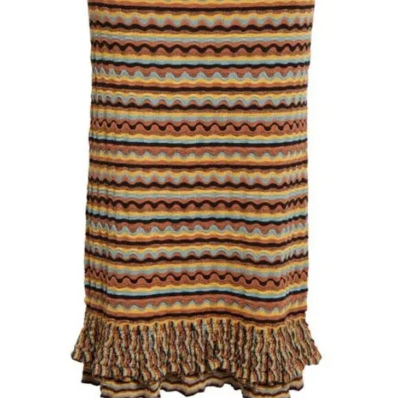 NWT Ulla Johnson Cosette Striped Neutral Knit Midi Skirt in Tiger's Eye P $650 - Picture 16 of 16